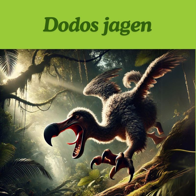 Bild mit einem Dodo, der jagt
