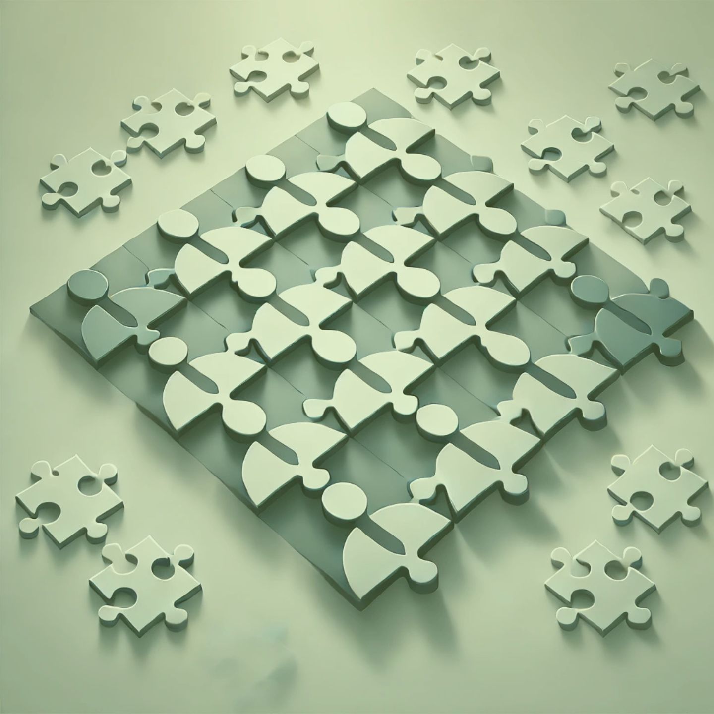 Puzzle mit symbolisierten Menschen - wie in einer Organisation