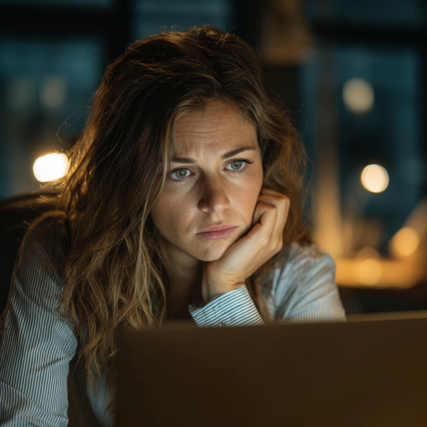 skeptisch schauende Frau